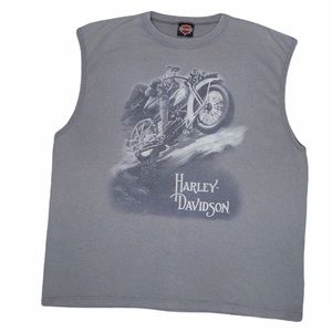 Harley Davidson Muscle Tank Top Grey Flathead Biker Nova Scotia Canada XL